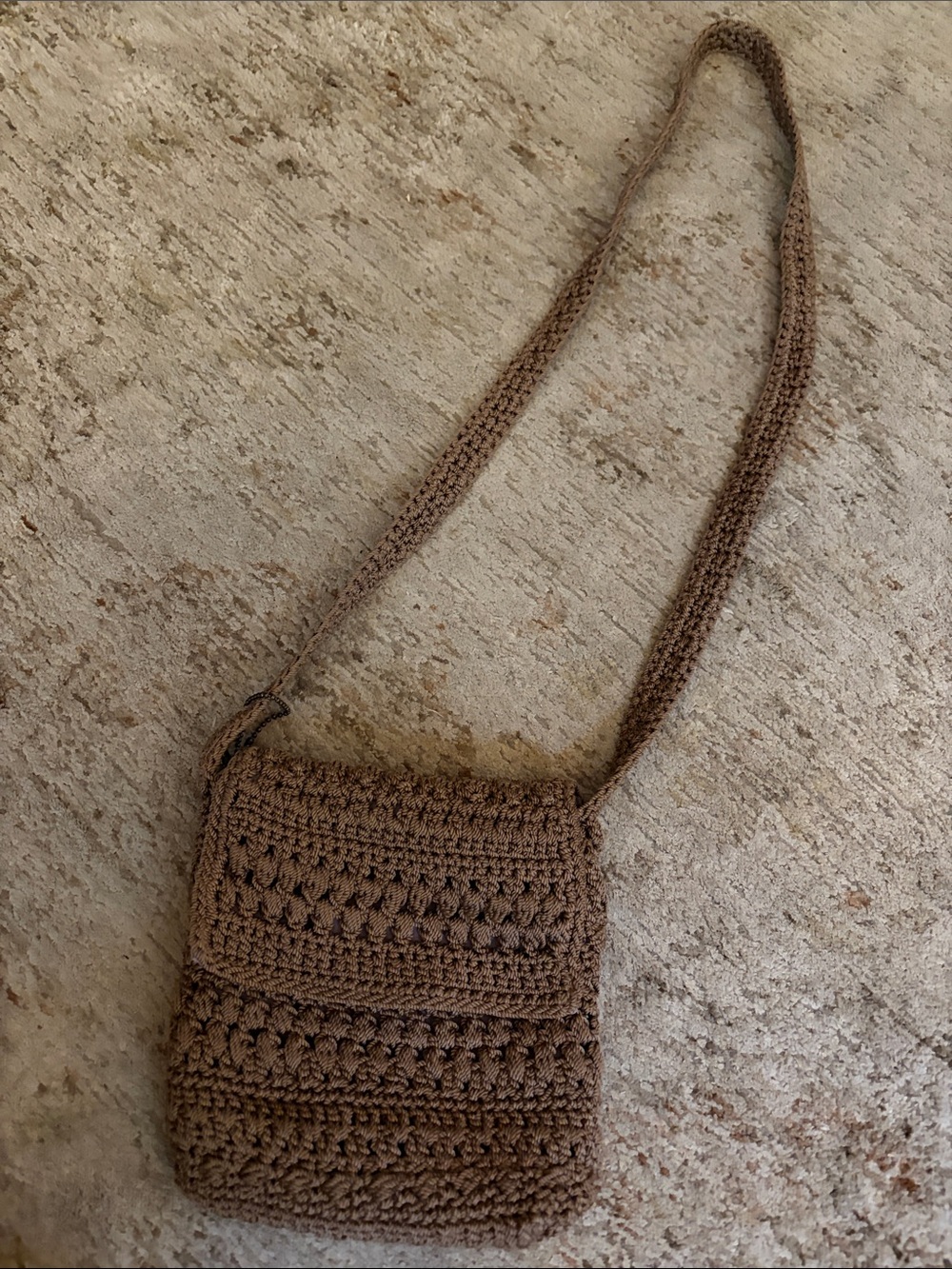 Handcrafted Crochet boho Crossbody Bag in Brown